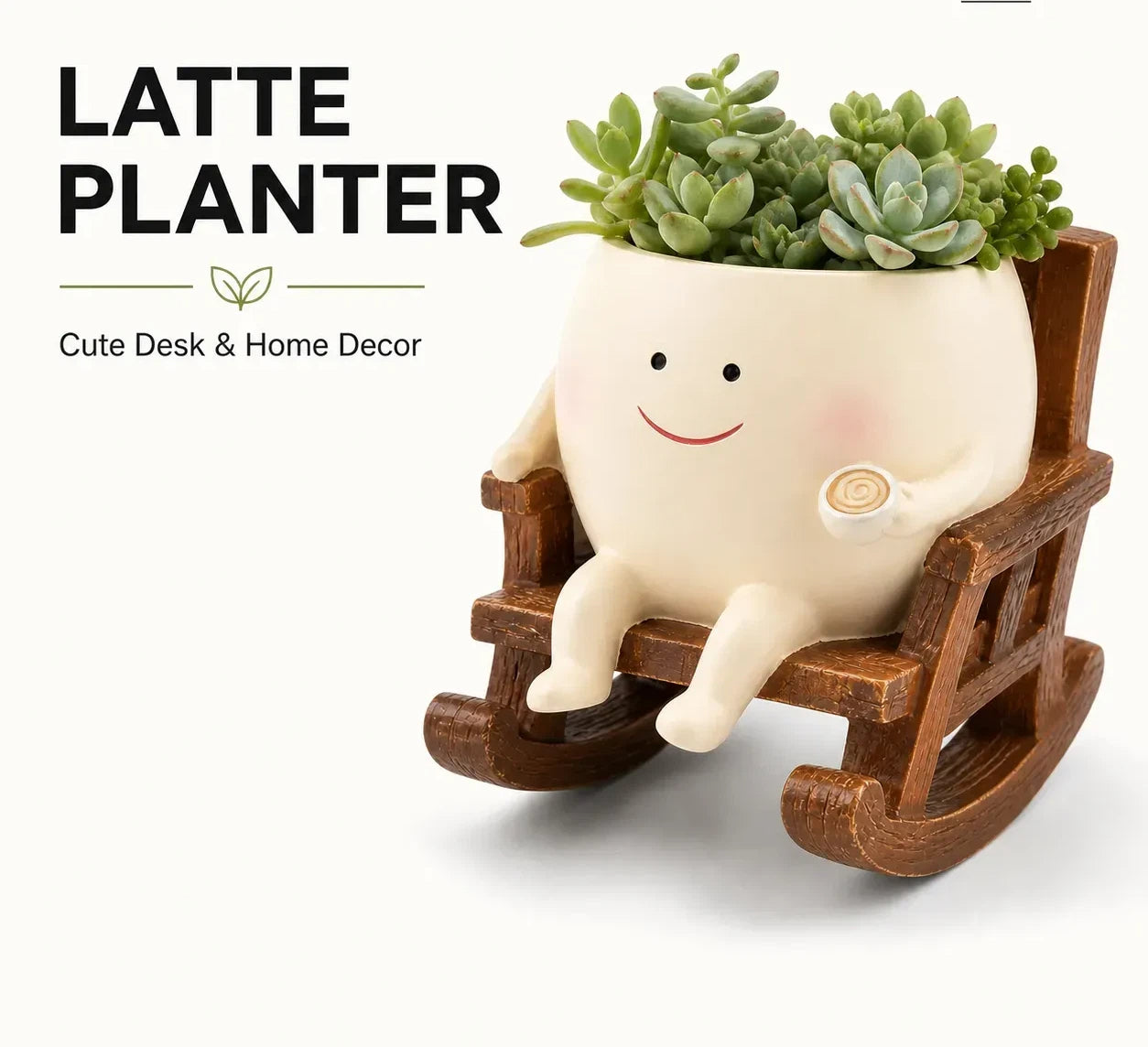 Rocking Chair Flower Pot – Creamy White Resin Planter for Succulents 🪴🪑