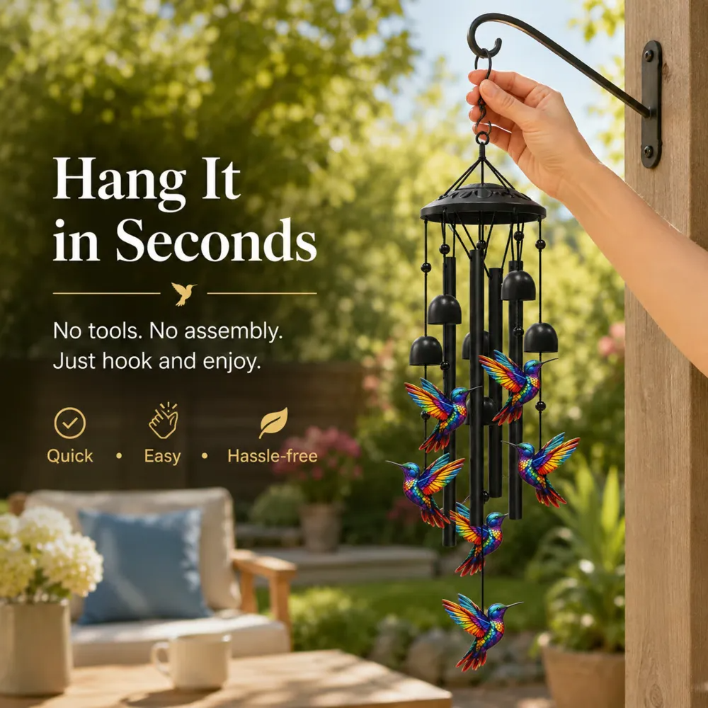 Vintage Hand-Painted Wind Chime – Crystal Clear Tones, Weather-Resistant 🎐🌸