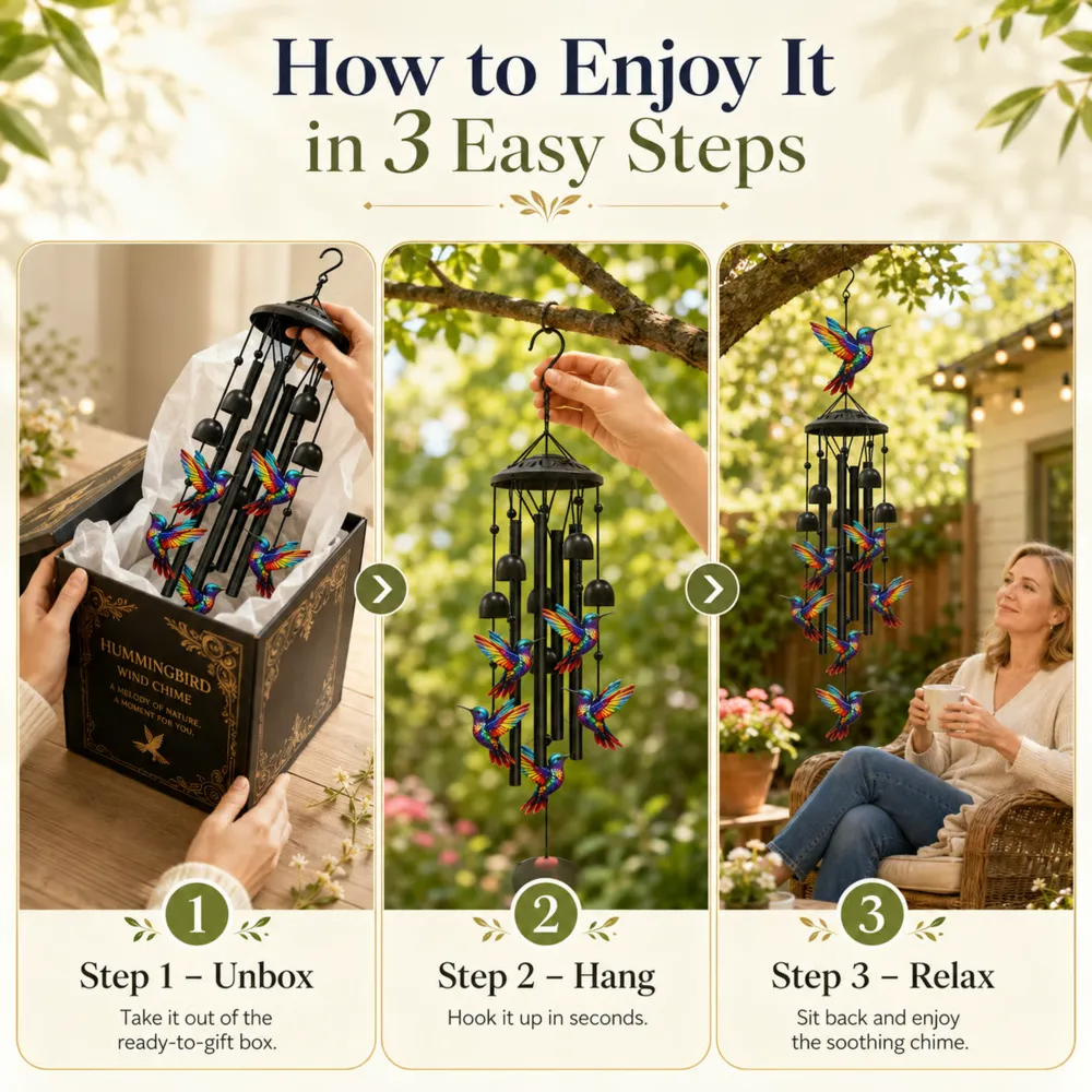Vintage Hand-Painted Wind Chime – Crystal Clear Tones, Weather-Resistant 🎐🌸