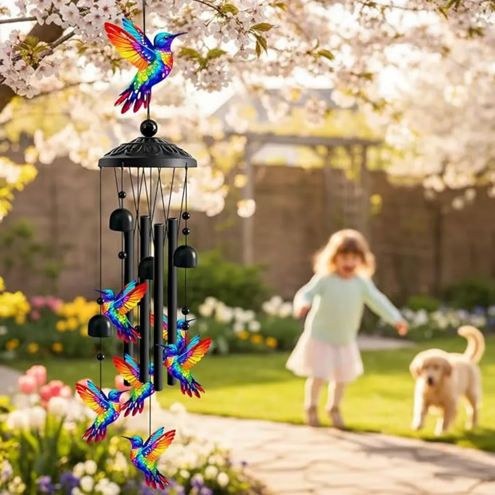Vintage Hand-Painted Wind Chime – Crystal Clear Tones, Weather-Resistant 🎐🌸