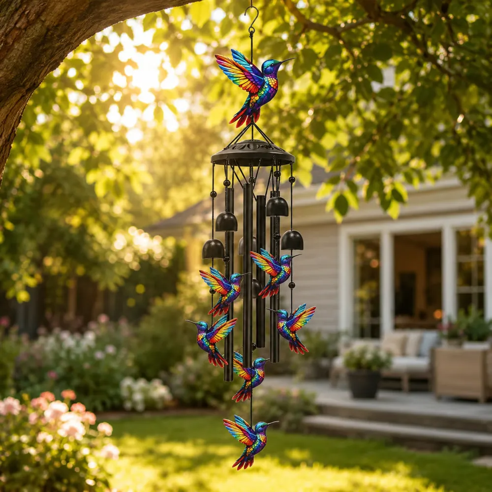Vintage Hand-Painted Wind Chime – Crystal Clear Tones, Weather-Resistant 🎐🌸