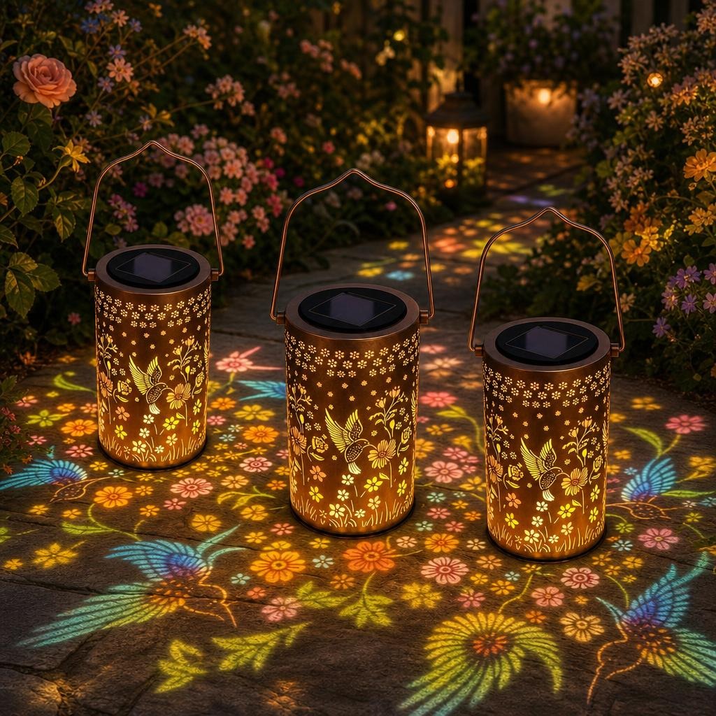 Solar Hummingbird Lantern – Multicolored Glow, Waterproof 🐦🌈