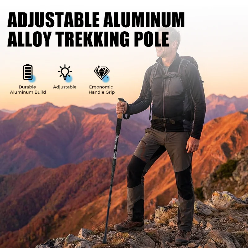 Adjustable Aluminum Alloy Trekking Pole – Shock-Absorbing, 6160 Aviation Grade 🏔️