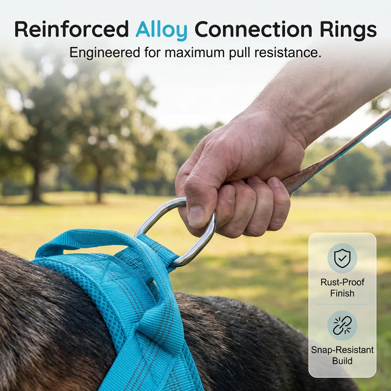 No-Pull Dog Harness – Breathable Mesh, Alloy Rings, Quick-Release Buckle 🦮